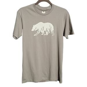 California Bear Graphic Screen Print T Shirt in Gray